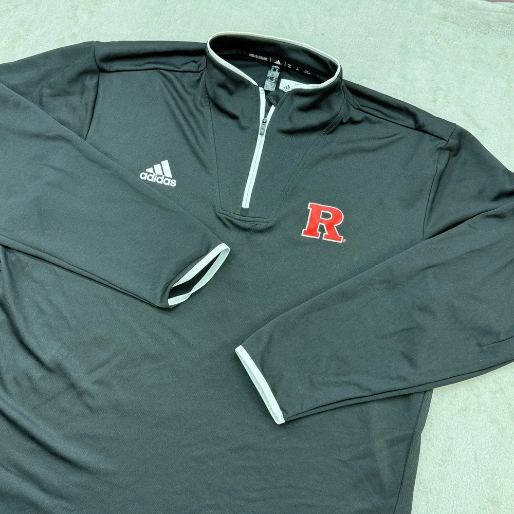 Adidas Rutgers Scarlet Knights Pullover Men 2XL Black Climalite 1/4 Zip NCAA